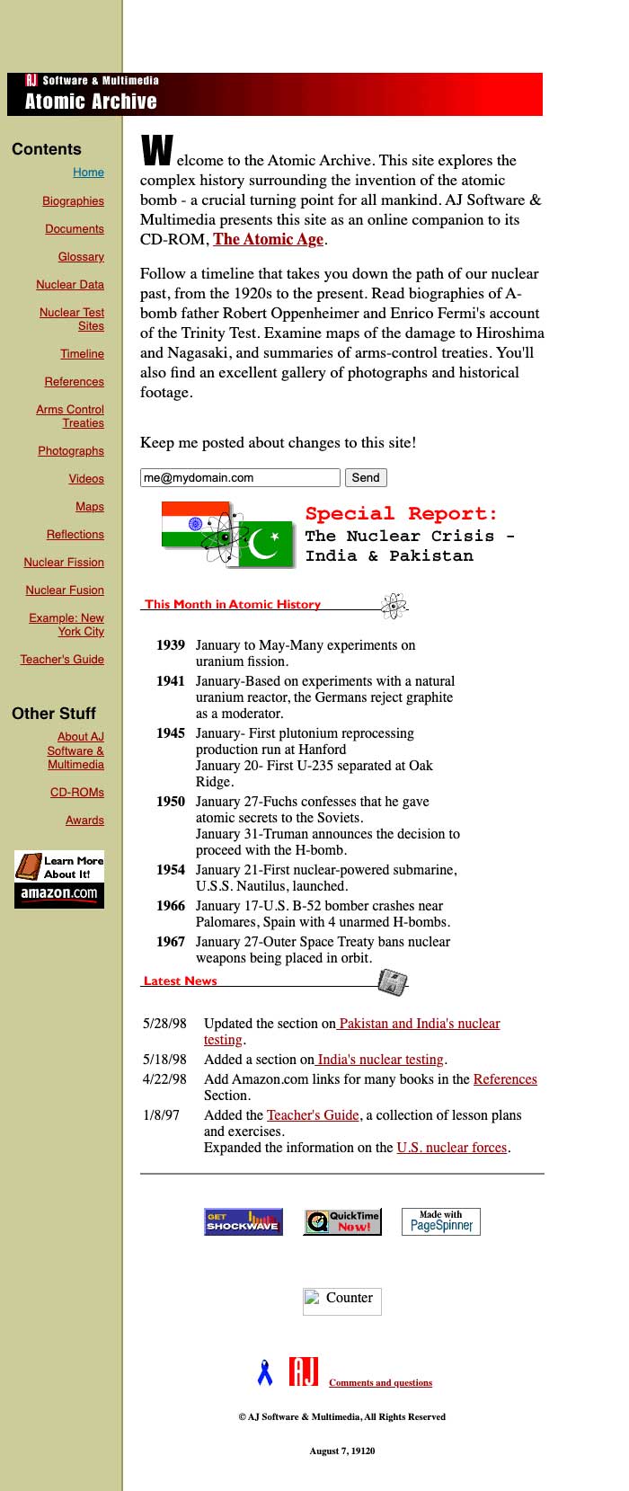 Atomic Age Website circa 1998