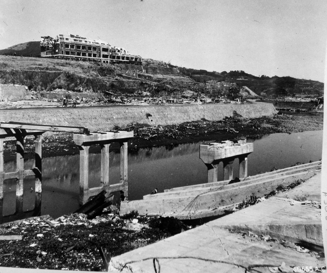 The destruction across the Urakami river valley