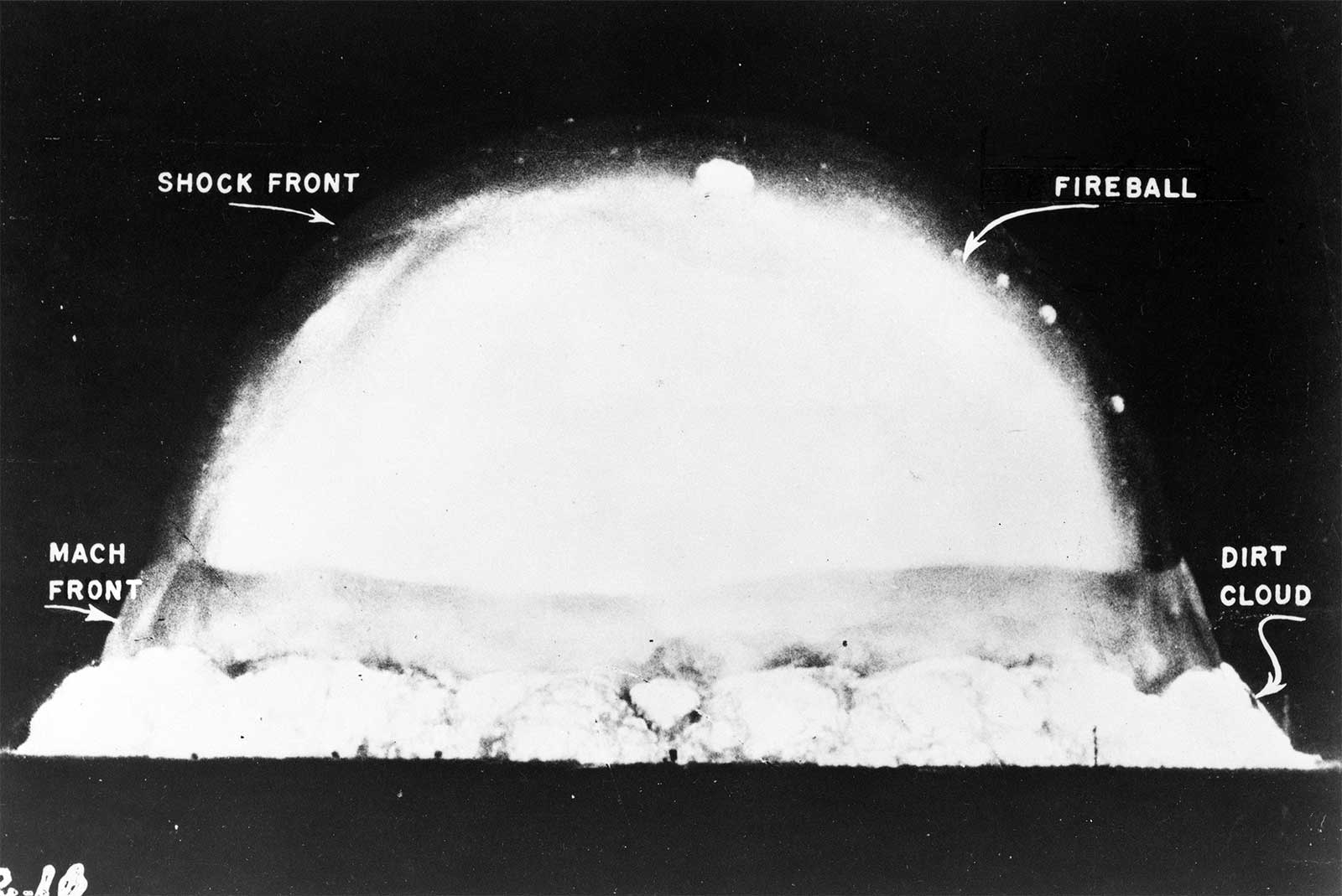 The faintly luminous shock front seen just ahead of the fireball soon after breakaway